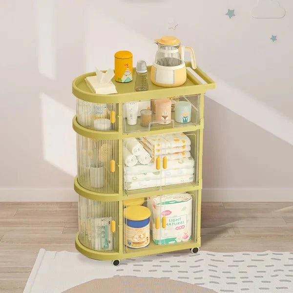 3 Tiered Foldable Storage Cabinet Freestanding Toy Organizing Cart