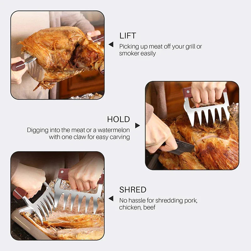 BBQ Meat Shredder Claws with Wooden Handle