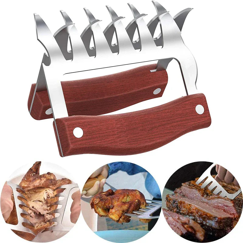 BBQ Meat Shredder Claws with Wooden Handle