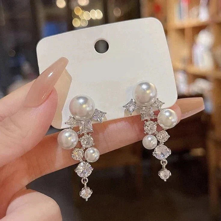 Crystal Pearl Drop Earrings